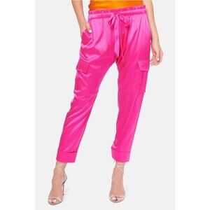 Cami NYC Carmen Pink Silk Cargo Pants Small New